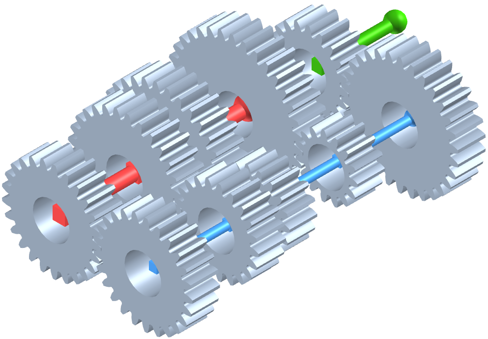 INVOLUTE GEARS IN 4-SPEED TRANSMISSION